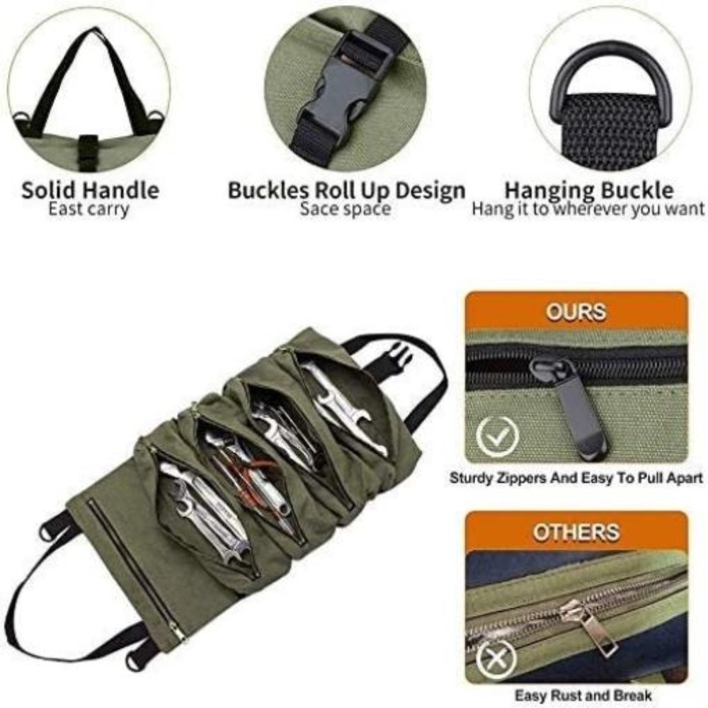 Super Roll Tool Roll, Multi-Purpose Roll Up Tool Bag, Wrench Roll, 19x11 Inches - Picture 6 of 7